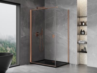 Mexen Mist-B cabine de douche pivotante 75 x 95 cm, transparent, cuivre brossé - 8A2T-075-095-65-00
