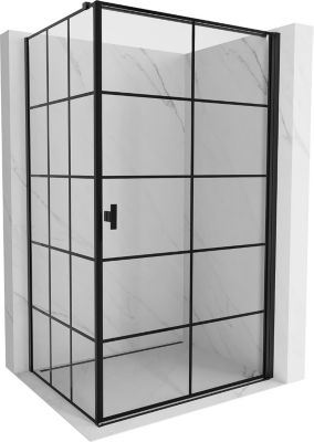 Mexen Mist-B cabine de douche pivotante droite 70 x 100 cm, grille noire, noir - 8A2T-070-100-70-77-P