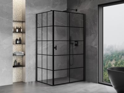 Mexen Mist-B cabine de douche pivotante droite 70 x 100 cm, grille noire, noir - 8A2T-070-100-70-77-P