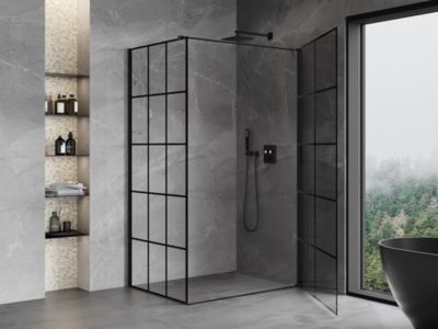 Mexen Mist-B cabine de douche pivotante droite 70 x 100 cm, grille noire, noir - 8A2T-070-100-70-77-P