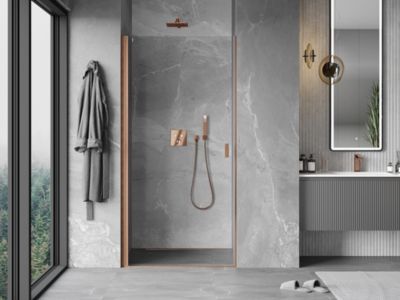 Mexen Mist-B porte de douche pivotante 85 cm, transparent, cuivre brossé - 8A2-085-000-65-00
