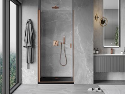 Mexen Mist-B porte de douche pivotante 85 cm, transparent, cuivre brossé - 8A2-085-000-65-00