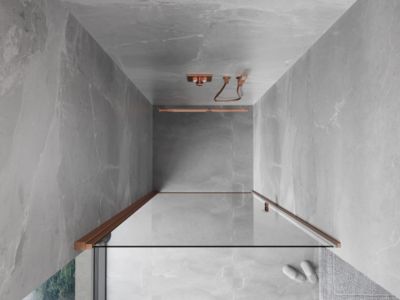 Mexen Mist-B porte de douche pivotante 85 cm, transparent, cuivre brossé - 8A2-085-000-65-00