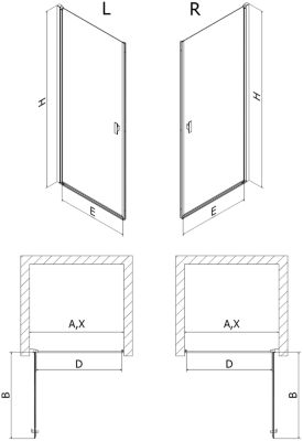 Mexen Mist-B porte de douche pivotante 85 cm, transparent, cuivre brossé - 8A2-085-000-65-00