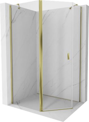 Mexen Mist cabine de douche pentagonale asymétrique pivotante 100 x 80 cm, transparent, doré - 8A8-100-080-50-00