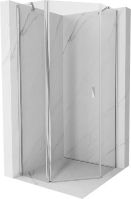Mexen Mist cabine de douche pentagonale pivotante 80 x 80 cm, transparent, chrome - 8A8-080-080-01-00