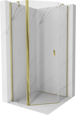 Mexen Mist cabine de douche pentagonale pivotante 90 x 90 cm, transparent, doré - 8A8-090-090-50-00