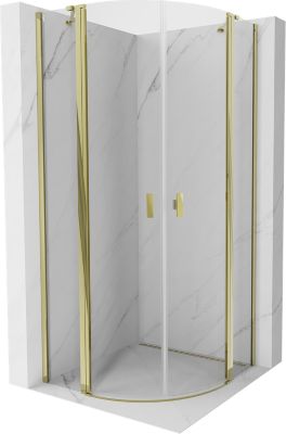 Mexen Mist cabine de douche semi-circulaire pivotante 80 x 80 cm, transparente, or - 8A32-080-080-50-00