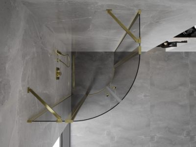Mexen Mist cabine de douche semi-circulaire pivotante 80 x 80 cm, transparente, or - 8A32-080-080-50-00