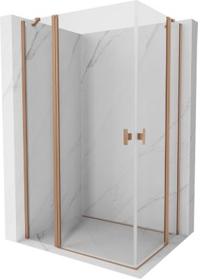 Mexen Mist Duo cabine de douche à charnière 95 x 85 cm, transparent, cuivre brossé - 8A4-095-085-65-00