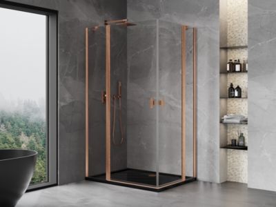 Mexen Mist Duo cabine de douche à charnière 95 x 85 cm, transparent, cuivre brossé - 8A4-095-085-65-00