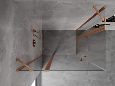 Mexen Mist Duo cabine de douche à charnière 95 x 85 cm, transparent, cuivre brossé - 8A4-095-085-65-00