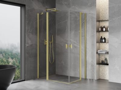 Mexen Mist Duo cabine de douche pivotante 110 x 75 cm, transparent, or brossé - 8A4-110-075-55-00