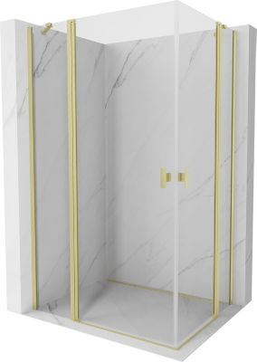 Mexen Mist Duo cabine de douche pivotante 115 x 100 cm, transparent, or brossé - 8A4-115-100-55-00