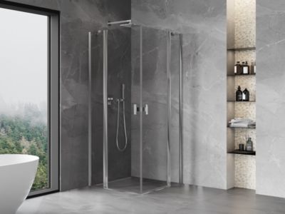 Mexen Mist Duo cabine de douche pivotante 80 x 80 cm, transparent, chrome - 8A4-080-080-01-00