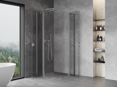 Mexen Mist Duo cabine de douche pivotante 90 x 90 cm, transparent, chrome - 8A4-090-090-01-00