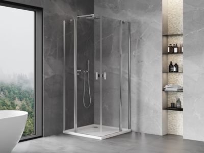 Mexen Mist Duo cabine de douche pivotante 90 x 90 cm, transparent, chrome - 8A4-090-090-01-00