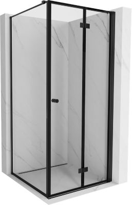 Mexen Mist-F cabine de douche pliante droite 75 x 75 cm, cadre noir, noir - 8A6T-075-075-70-70-P