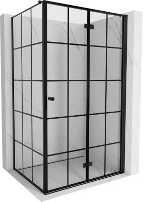 Mexen Mist-F cabine de douche pliante droite 95 x 90 cm, grille noire, noire - 8A6T-095-090-70-77-P