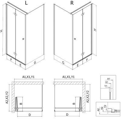 Mexen Mist-F cabine de douche pliante gauche 95 x 120 cm, transparent, noir - 8A6T-095-120-70-00-L