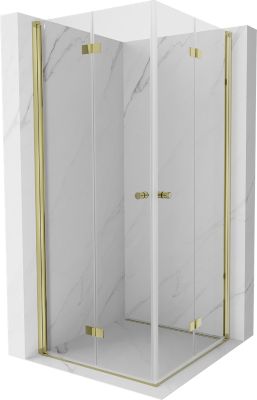 Mexen Mist-F Duo cabine de douche pliante 80 x 80 cm, transparent, or - 8A6-080L-080P-50-00