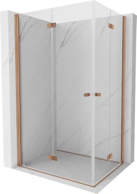 Mexen Mist-F Duo cabine de douche pliante gauche 95 x 75 cm, transparent, cuivre brossé - 8A6-095L-075P-65-00