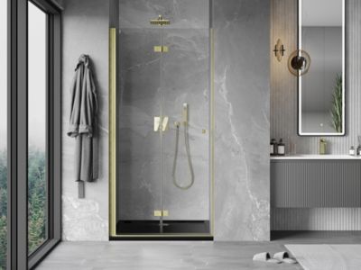 Mexen Mist-F porte de douche pliable gauche 110 cm, transparent, or brossé - 8A6-110-000-55-00-L