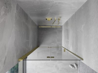 Mexen Mist-F porte de douche pliable gauche 110 cm, transparent, or brossé - 8A6-110-000-55-00-L