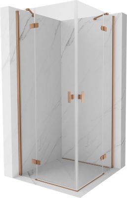 Mexen Mist-H Duo cabine de douche pivotante 110 x 110 cm, transparent, cuivre brossé - 8A5-110L-110P-65-00