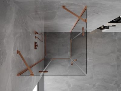 Mexen Mist-H Duo cabine de douche pivotante 110 x 110 cm, transparent, cuivre brossé - 8A5-110L-110P-65-00