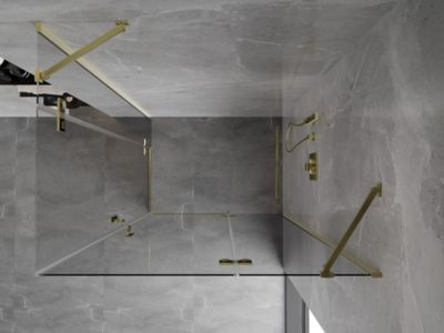 Mexen Mist-H Duo cabine de douche pivotante droite 70 x 95 cm, transparent, doré - 8A5-070L-095P-50-00