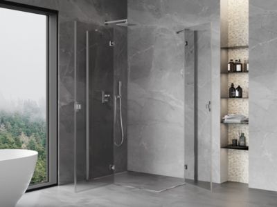Mexen Mist-H Duo cabine de douche pivotante gauche 75 x 70 cm, transparent, chrome - 8A5-075L-070P-01-00
