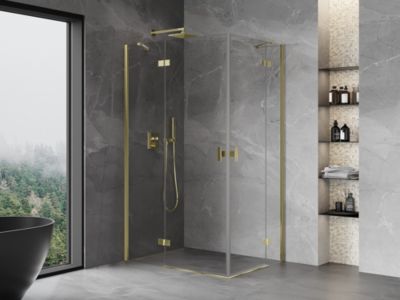 Mexen Mist-H Duo cabine de douche pivotante gauche 80 x 75 cm, transparent, doré - 8A5-080L-075P-50-00