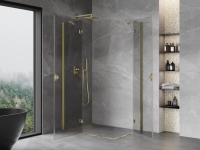 Mexen Mist-H Duo cabine de douche pivotante gauche 80 x 75 cm, transparent, doré - 8A5-080L-075P-50-00