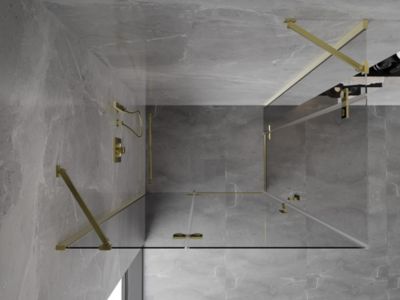 Mexen Mist-H Duo cabine de douche pivotante gauche 80 x 75 cm, transparent, doré - 8A5-080L-075P-50-00