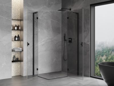 Mexen Mist-H L Duo cabine de douche battante droite 70 x 115 cm, transparent, noir - 8A5L-070L-115P-70-00