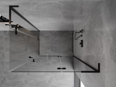 Mexen Mist-H L Duo cabine de douche battante droite 70 x 115 cm, transparent, noir - 8A5L-070L-115P-70-00