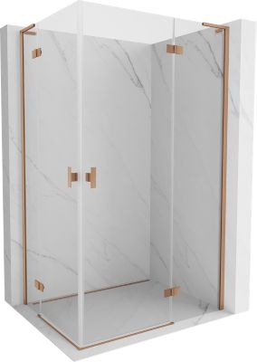 Mexen Mist-H L Duo cabine de douche pivotante droite 90 x 120 cm, transparent, cuivre brossé - 8A5L-090L-120P-65-00