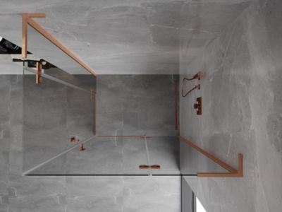 Mexen Mist-H L Duo cabine de douche pivotante droite 90 x 120 cm, transparent, cuivre brossé - 8A5L-090L-120P-65-00
