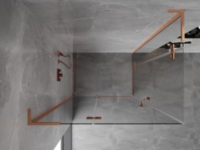 Mexen Mist-H L Duo cabine de douche pivotante gauche 100 x 90 cm, transparent, cuivre brossé - 8A5L-100L-090P-65-00