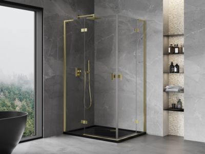 Mexen Mist-H L Duo cabine de douche pivotante gauche 115 x 80 cm, transparente, or - 8A5L-115L-080P-50-00
