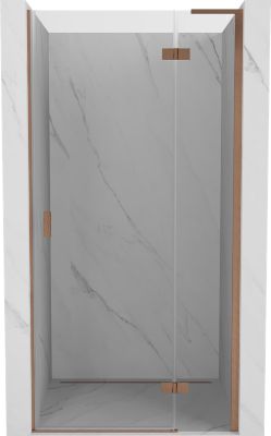 Mexen Mist-H L porte de douche pivotante droite 75 cm, transparent, cuivre brossé - 8A5L-075-000-65-00-P