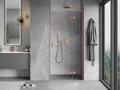 Mexen Mist-H L porte de douche pivotante droite 75 cm, transparent, cuivre brossé - 8A5L-075-000-65-00-P