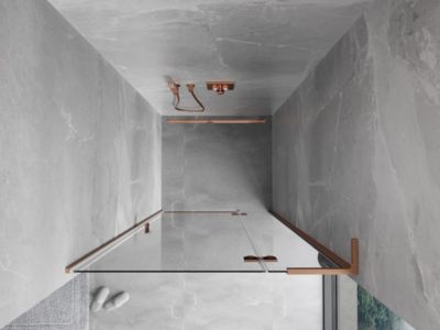 Mexen Mist-H L porte de douche pivotante droite 75 cm, transparent, cuivre brossé - 8A5L-075-000-65-00-P