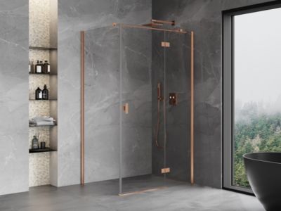 Mexen Mist-H T cabine de douche pivotante droite 110 x 70 cm, transparent, cuivre brossé - 8A5T-110-070-65-00-P