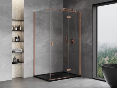 Mexen Mist-H T cabine de douche pivotante droite 110 x 70 cm, transparent, cuivre brossé - 8A5T-110-070-65-00-P