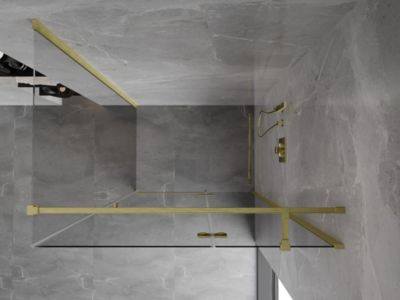 Mexen Mist-H T cabine de douche pivotante droite 120 x 85 cm, transparent, or brossé - 8A5T-120-085-55-00-P