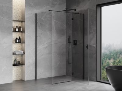 Mexen Mist-H T cabine de douche pivotante droite 80 x 70 cm, transparente, noire - 8A5T-080-070-70-00-P