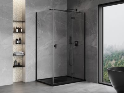 Mexen Mist-H T cabine de douche pivotante droite 80 x 70 cm, transparente, noire - 8A5T-080-070-70-00-P