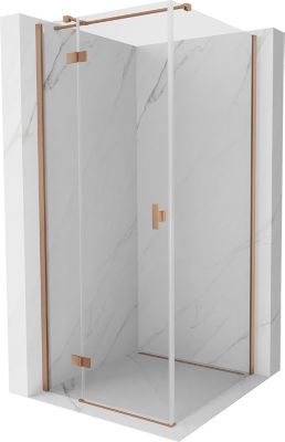Mexen Mist-H T cabine de douche pivotante gauche 110 x 110 cm, transparent, cuivre brossé - 8A5T-110-110-65-00-L